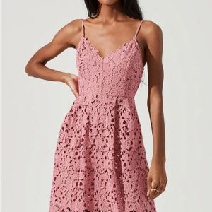 Brand new, ASTR the label size large pink midi lace dress